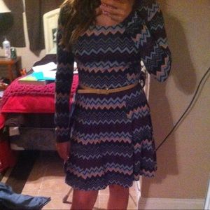 Pacsun purple chevron skater dress with pockets